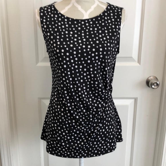 Anne Klein polka dot side ruched top size medium - Picture 1 of 3